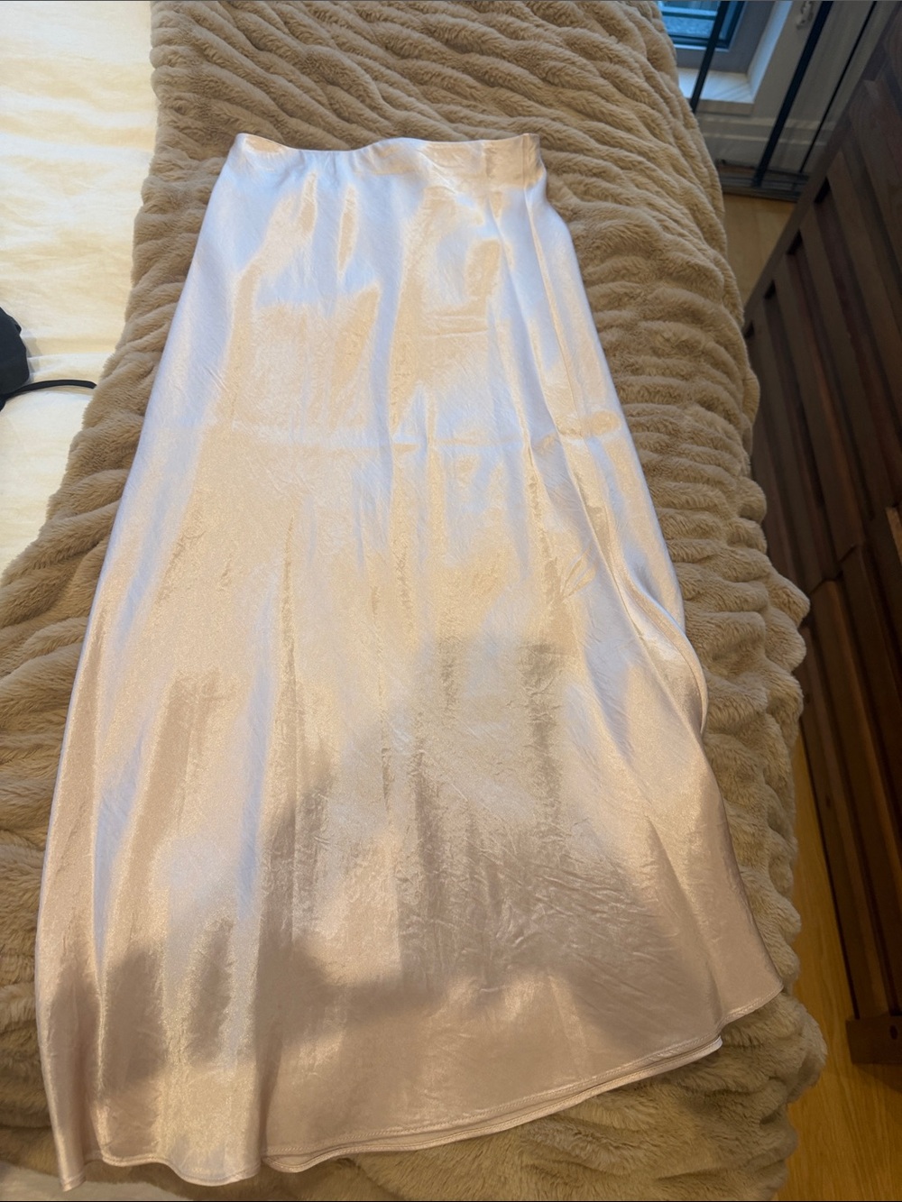 Babaton Satin Maxi Slip Skirt in Pale Pink